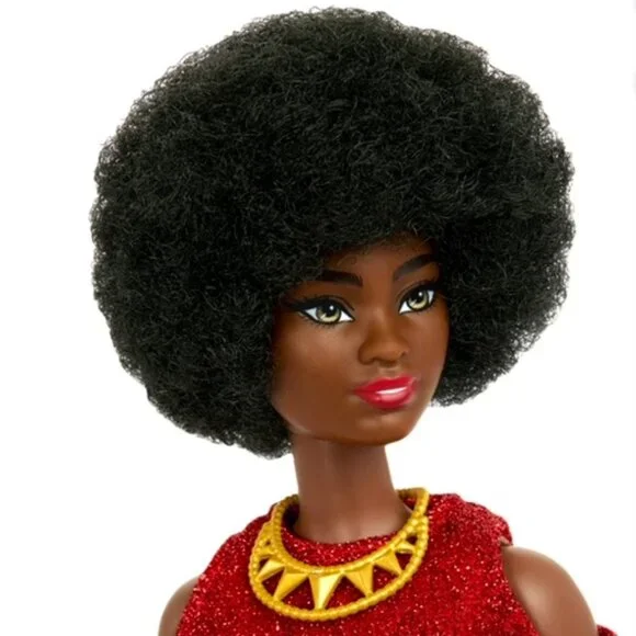 Barbie African American Fashionistas Doll# 221 w/ Natural Black Hair, Red Dress - Picture 8 of 8